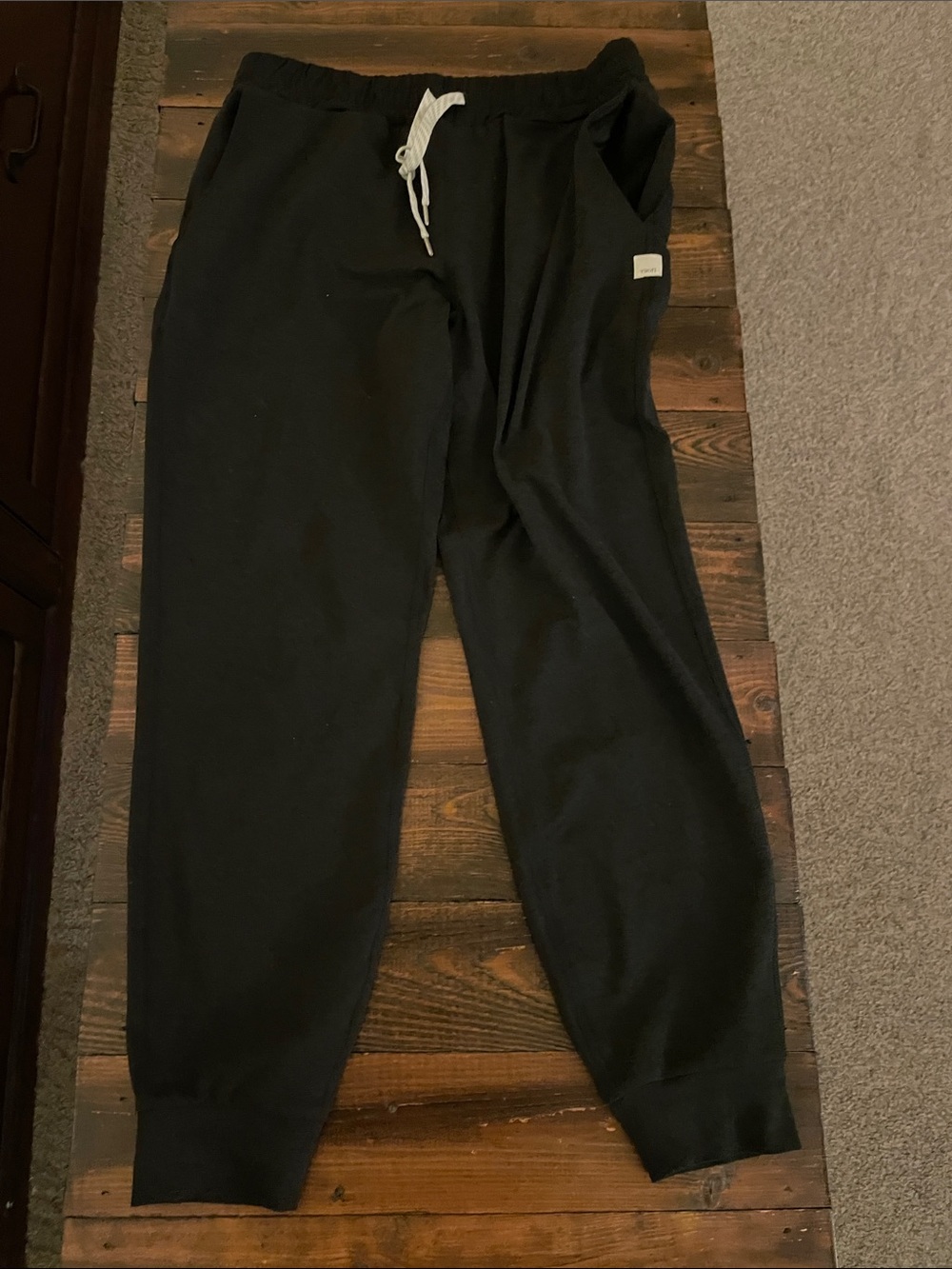 Vuori Black Joggers with White Drawstring